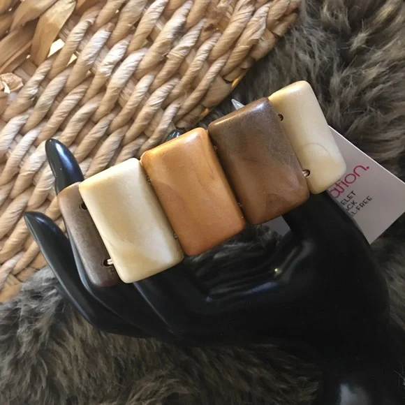Xhilaration boho wood look stretch bracelet NWT - Picture 2 of 5